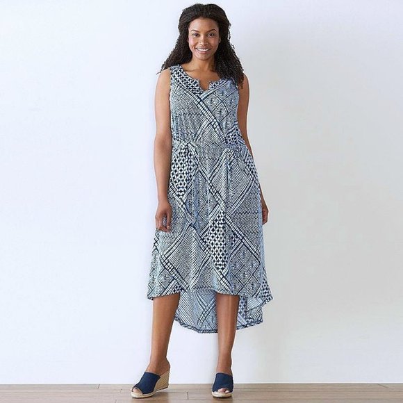 Sonoma Dresses & Skirts - Sonoma Navy & White Shibori Print High Low Dress